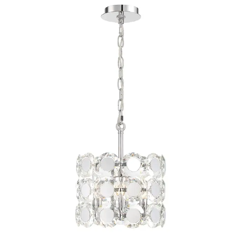 Perrene, Chandelier, 3-Light, 14", Chrome, Clear Glass