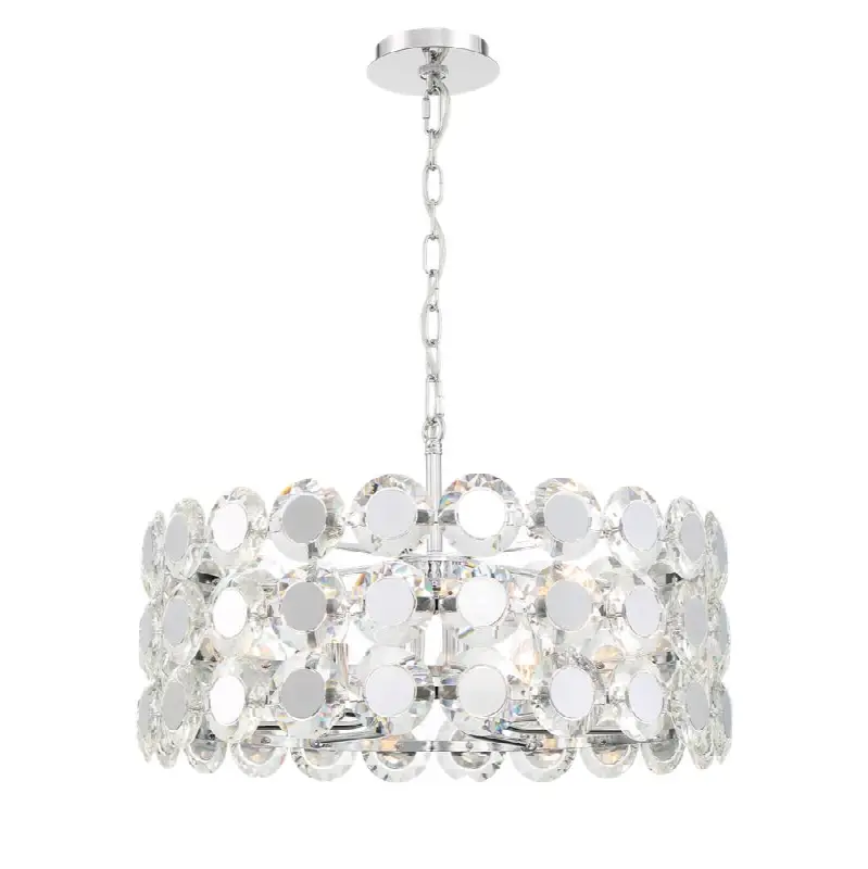 Perrene, Chandelier, 6-Light, 23", Chrome, Clear Glass