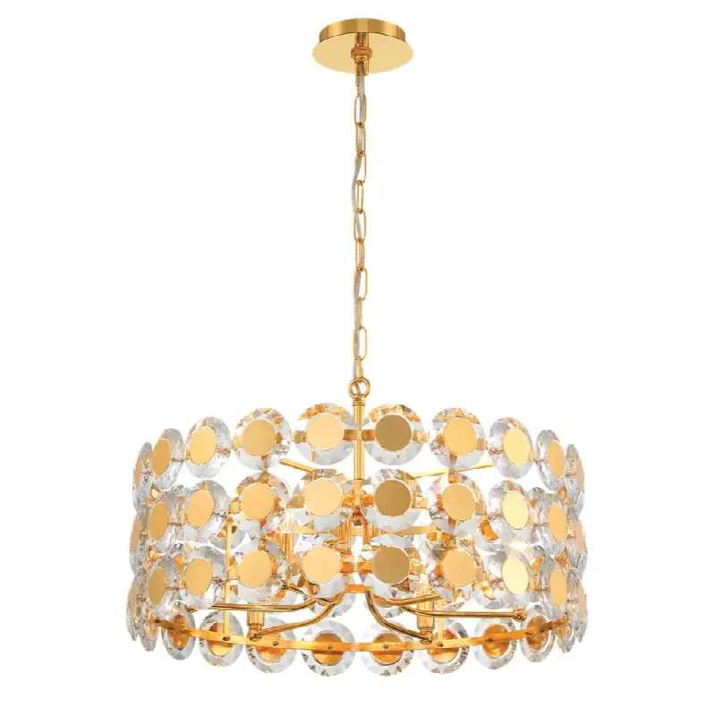 Perrene, Chandelier, 6-Light, 23", Gold, Clear Glass