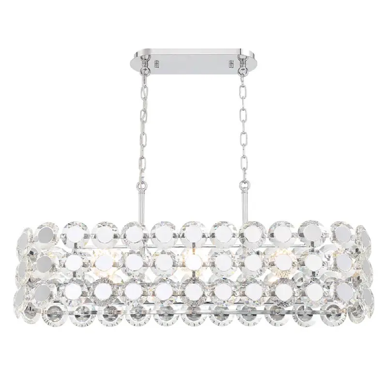 Perrene, Chandelier, 8-Light, 40", Chrome, Clear Glass