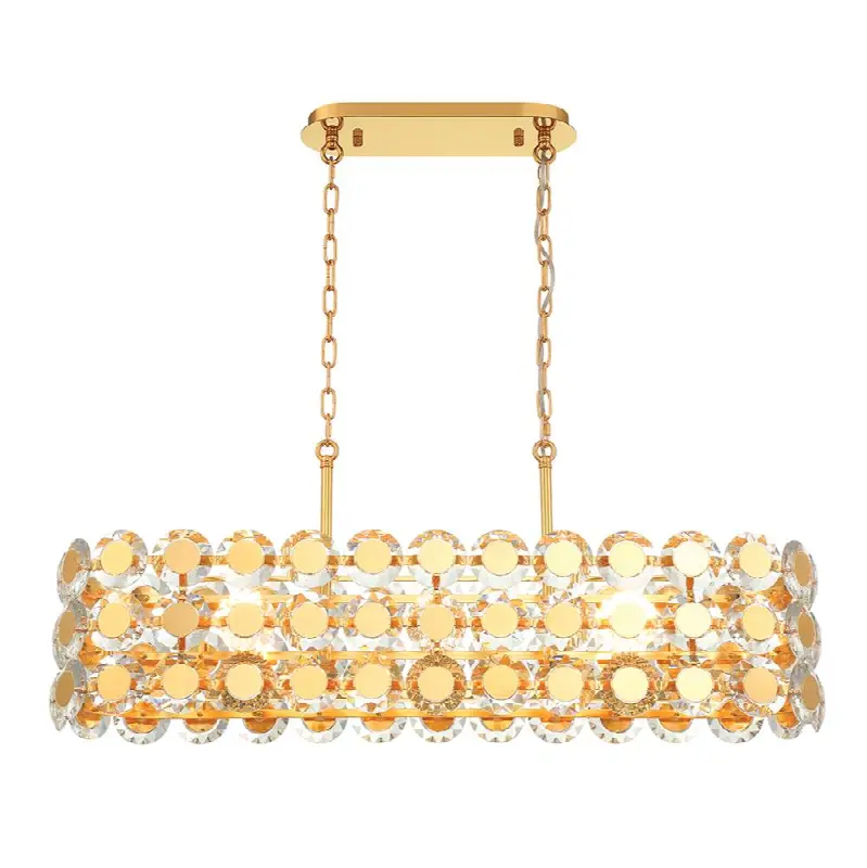 Perrene, Chandelier, 8-Light, 40", Gold, Clear Glass