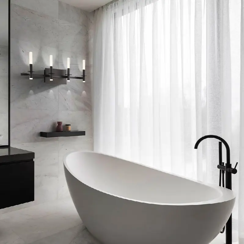 Torna, Vanity, 4Lt, 36", Matte Black, White Acrylic