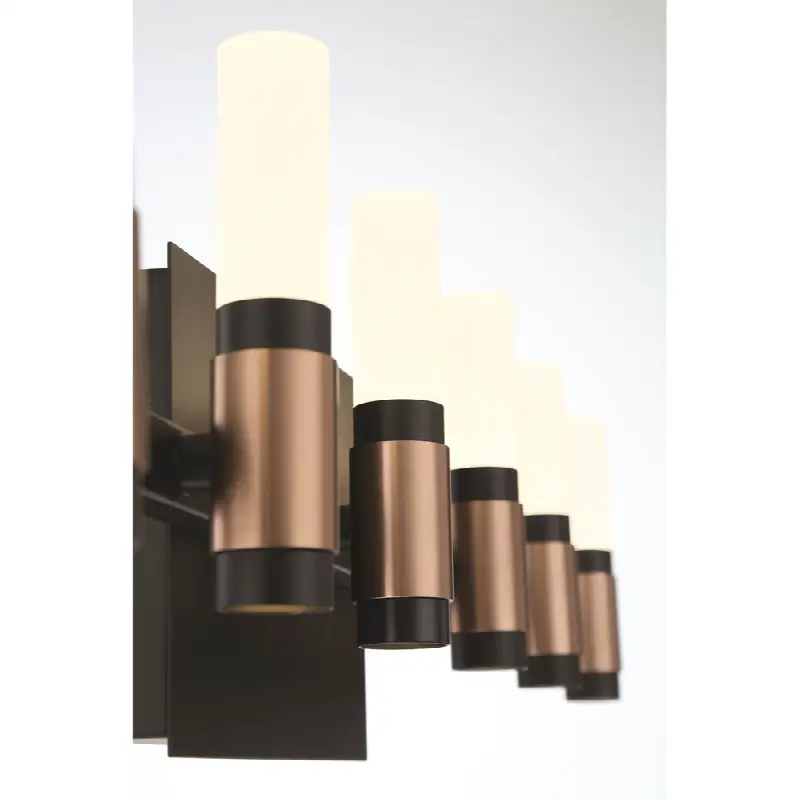 Albany, Vanity, 6Lt, 32", Brass-Black Mix, White Acrylic