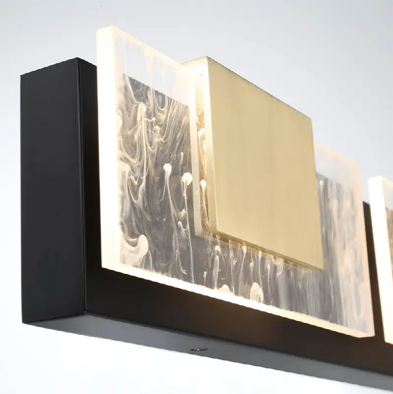 Kasha, Vanity, 3Lt, 28", Gold-Black Mix, Clear-White Acrylic