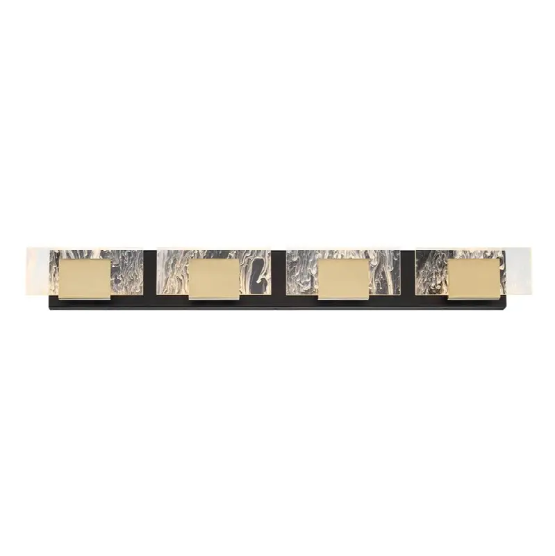 Kasha, Vanity, 4Lt, 37", Gold-Black Mix, Clear-White Acrylic