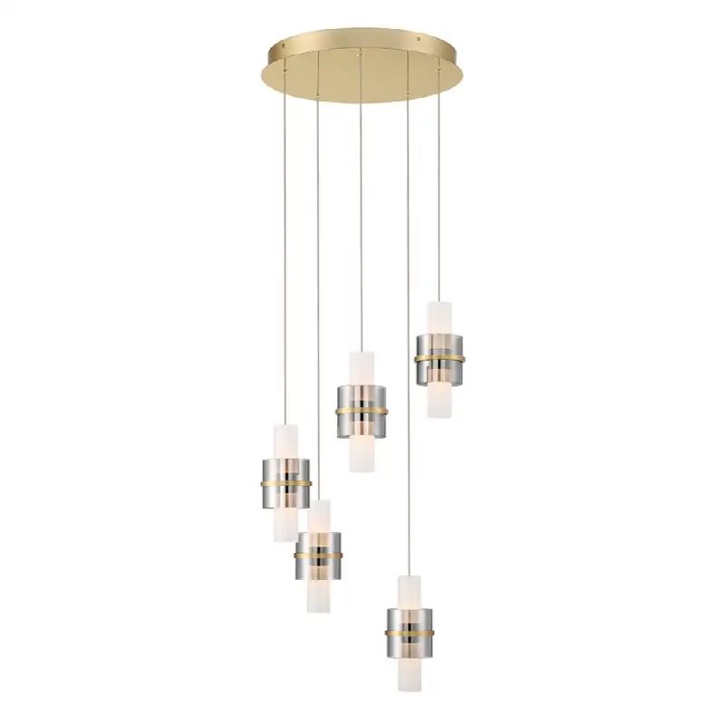 Rola, Chandelier, 5-Light, 18", Gold, White Glass