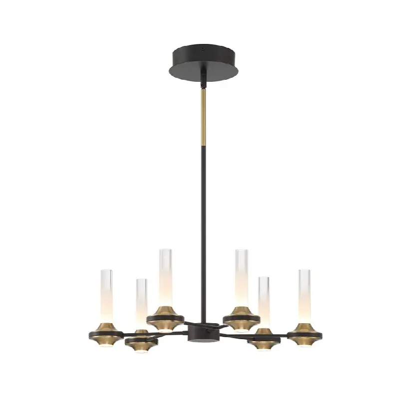Torcia, Chandelier, 6-Light, 24", Matte Black, White Acrylic