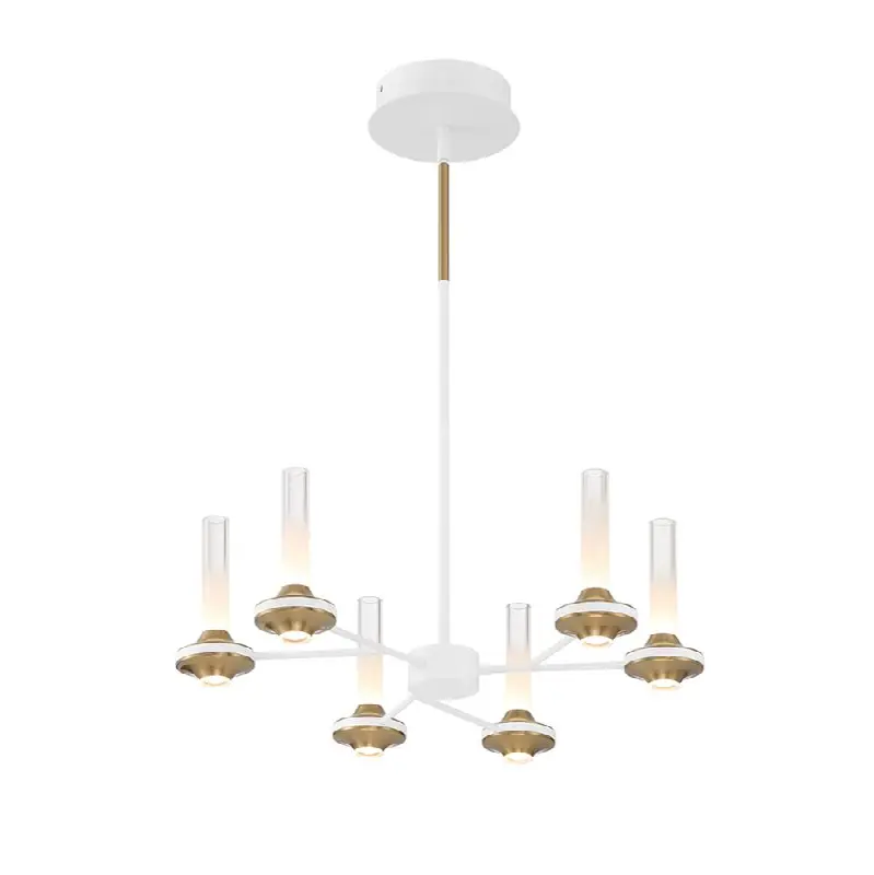 Torcia, Chandelier, 6-Light, 24", Matte White, White Acrylic