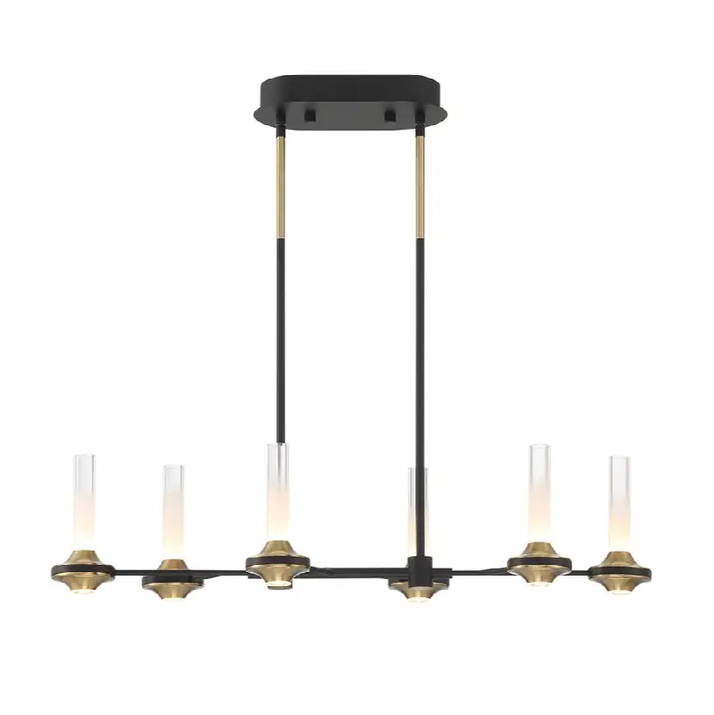 Torcia, Chandelier, 6-Light, 31", Matte Black, White Acrylic