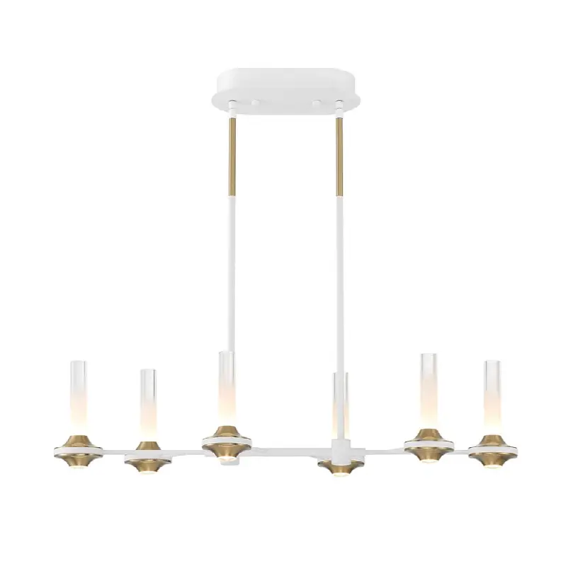 Torcia, Chandelier, 6-Light, 31", Matte White, White Acrylic