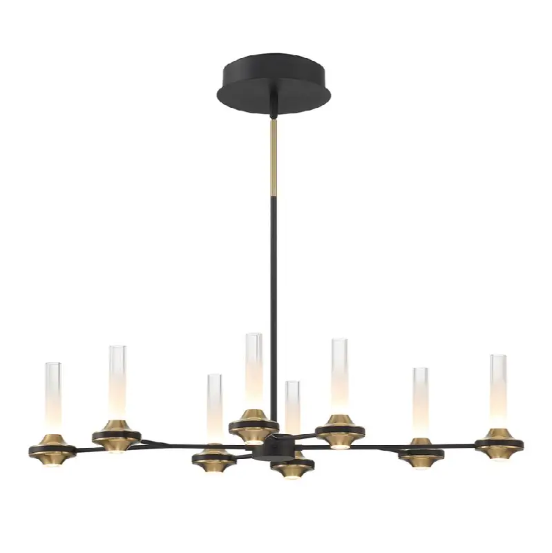 Torcia, Chandelier, 8-Light, 36", Matte Black, White Acrylic