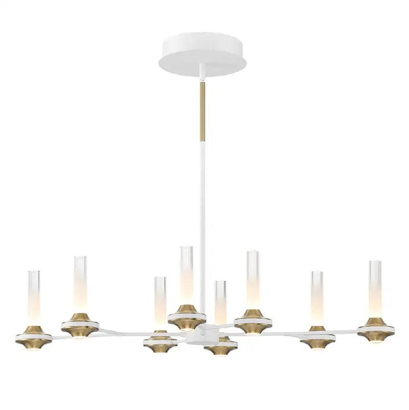 Torcia, Chandelier, 8-Light, 36", Matte White, White Acrylic