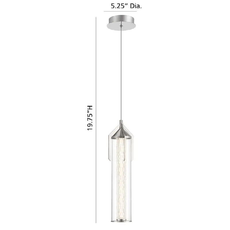Espada, Pendant, 20", Polished Nickel, Clear Glass