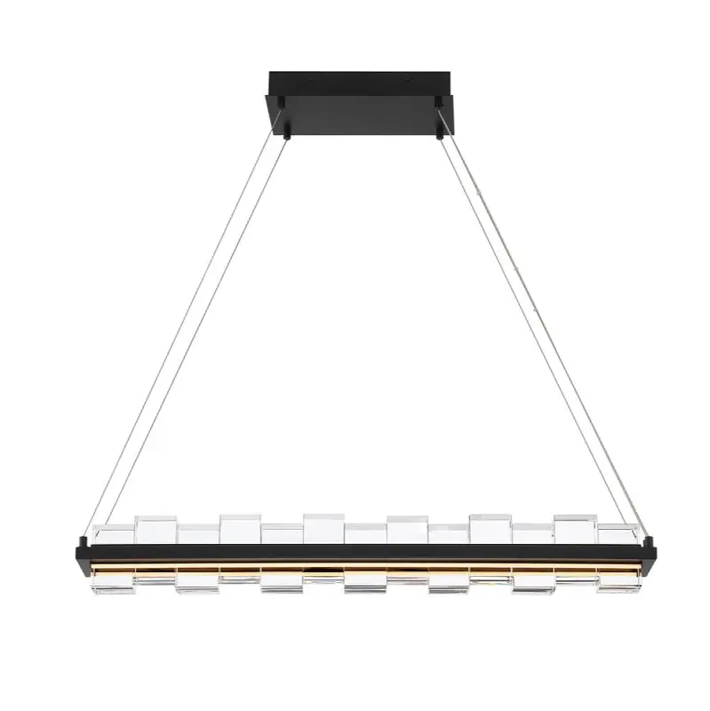 Bruco, Chandelier, 35", Matte Black, Clear Glass