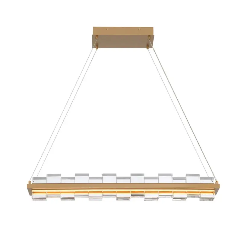 Bruco, Chandelier, 35", Matte Gold, Clear Glass