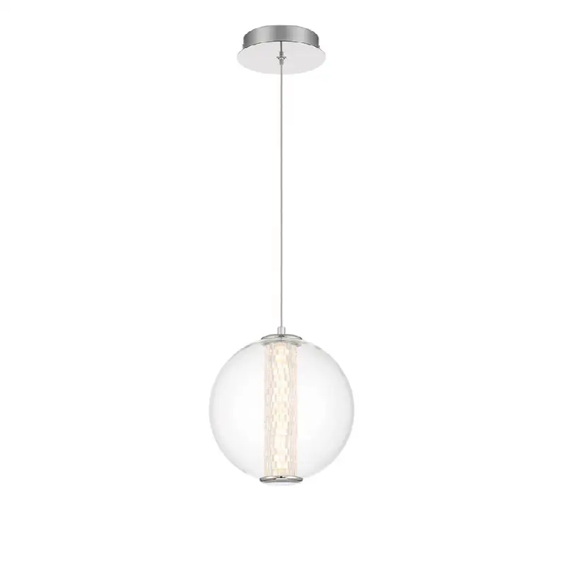 Atomo, Pendant, 9", Chrome, Clear Glass