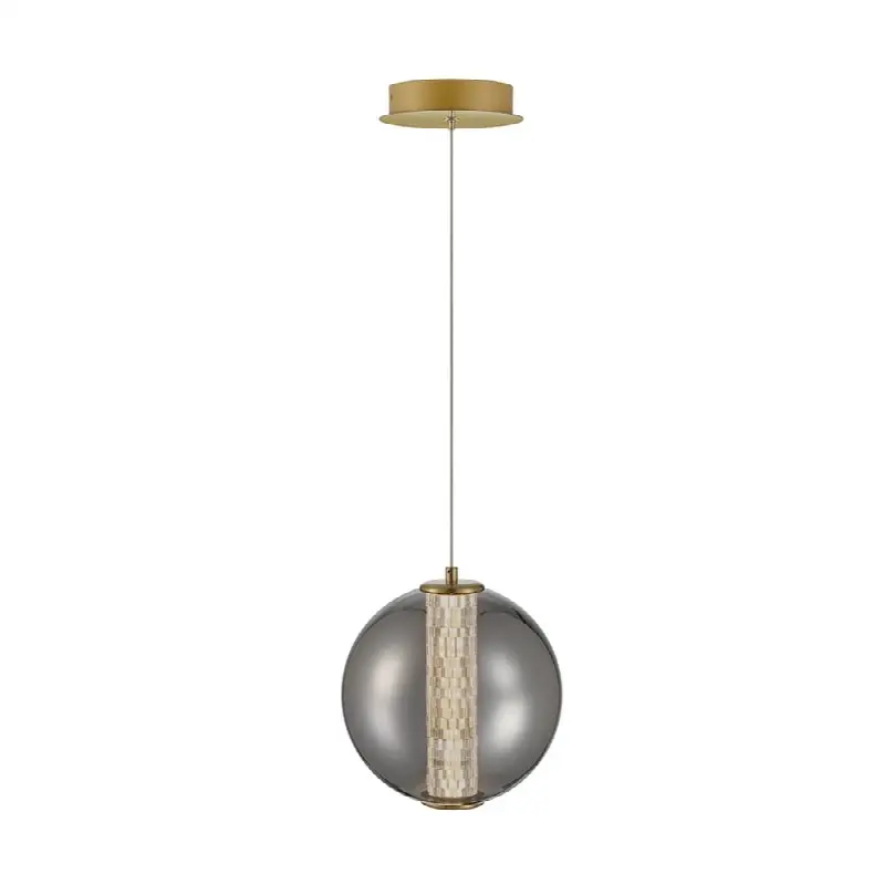 Atomo, Pendant, 9", Gold, Smoked Glass