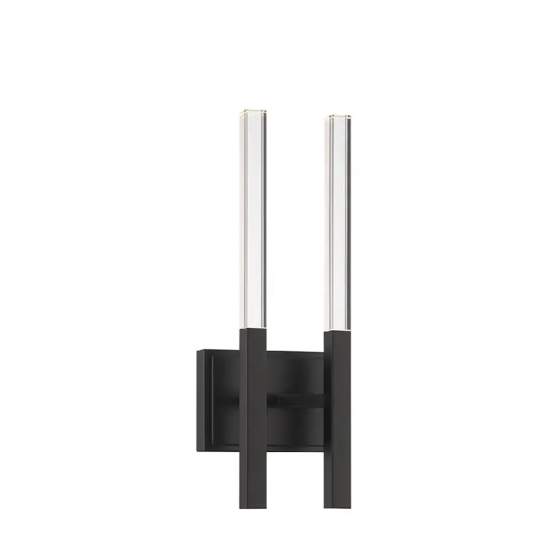 Benicio, Wall Sconce, 2-Light, 18", Matte Black, Clear Glass