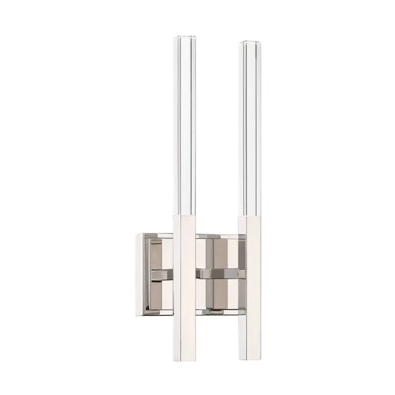 Benicio, Wall Sconce, 2-Light, 18", Polished Nickel, Clear Glass