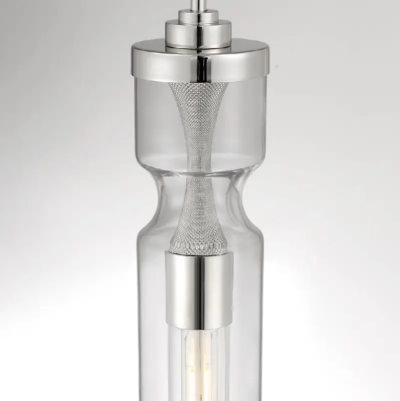 Mistero, Pendant, 21", Satin Nickel, Clear Glass