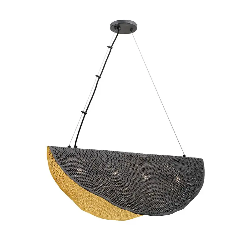 Lahar, Chandelier, 4-Light, 36", Oil Rubbed Bronze, Gold Aluminum