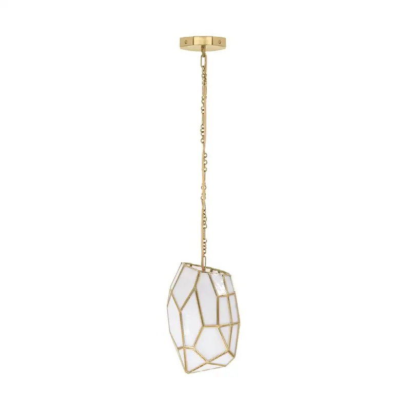 Heera, Chandelier, 13", Antique Brass, White Glass