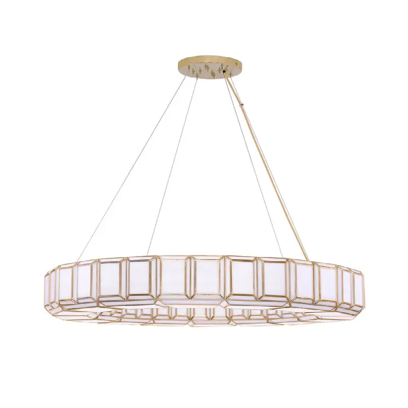 Belmont, Chandelier, 16-Light, 48", Antique Brass, White Glass