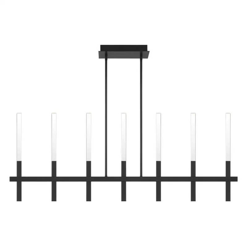 Benicio, Chandelier, 7-Light, 46", Matte Black, Clear Glass