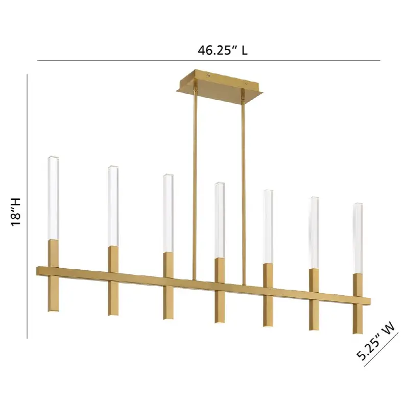 Benicio, Chandelier, 7-Light, 46", Brushed Gold, Clear Glass