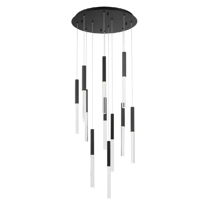 Benicio, Chandelier, 11-Light, 22", Matte Black, Clear Glass