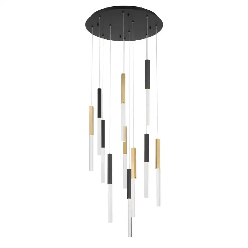 Benicio, Chandelier, 11-Light, 22", Gold-Black Mix, Clear Glass