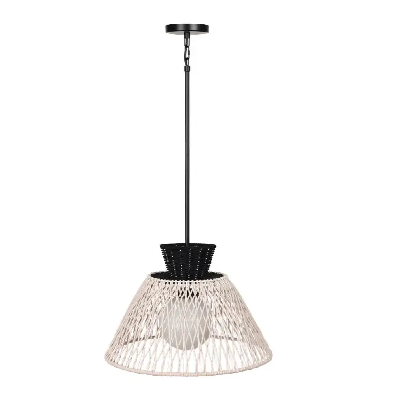 Jelice, Outdoor, 24", Matte Black, Beige Rope
