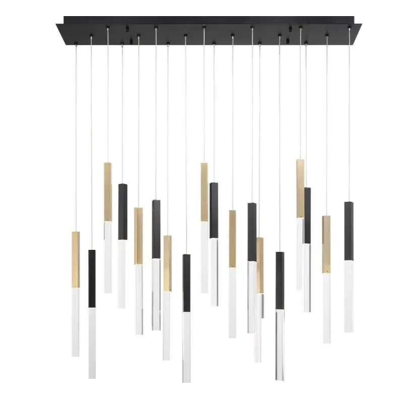 Benicio, Chandelier, 18-Light, 42", Gold-Black Mix, Clear Glass