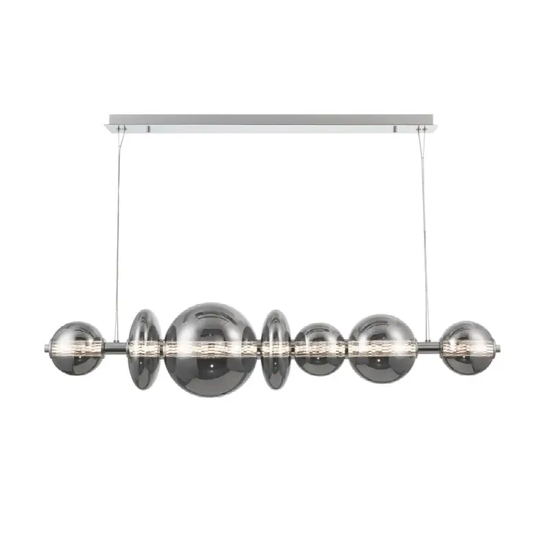 Atomo, Chandelier, 7-Light, 56", Chrome, Smoked Glass