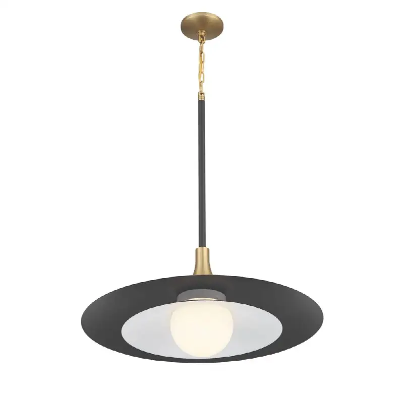 Welsh, Pendant, 30", Matte Black, White Glass