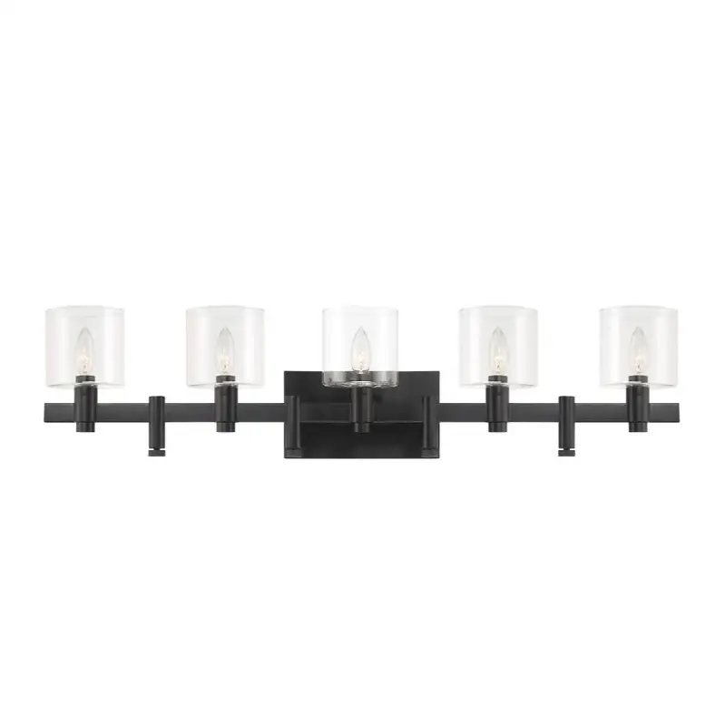 Decato, Vanity, 5Lt, 38", Matte Black, Clear Glass