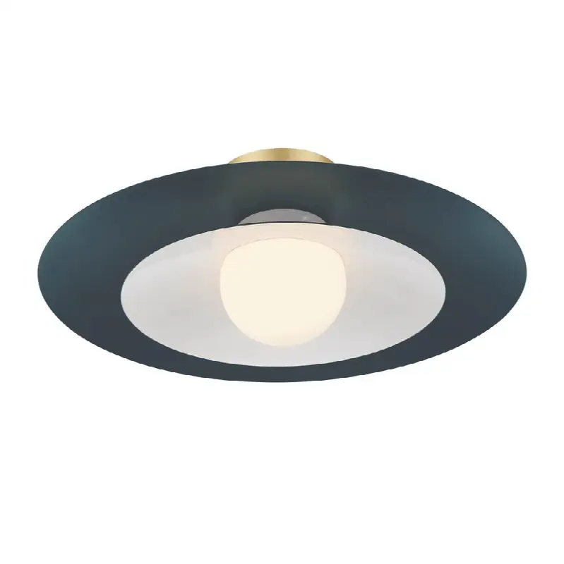 Welsh, Flush Mount, 18", Matte Blue, White Glass