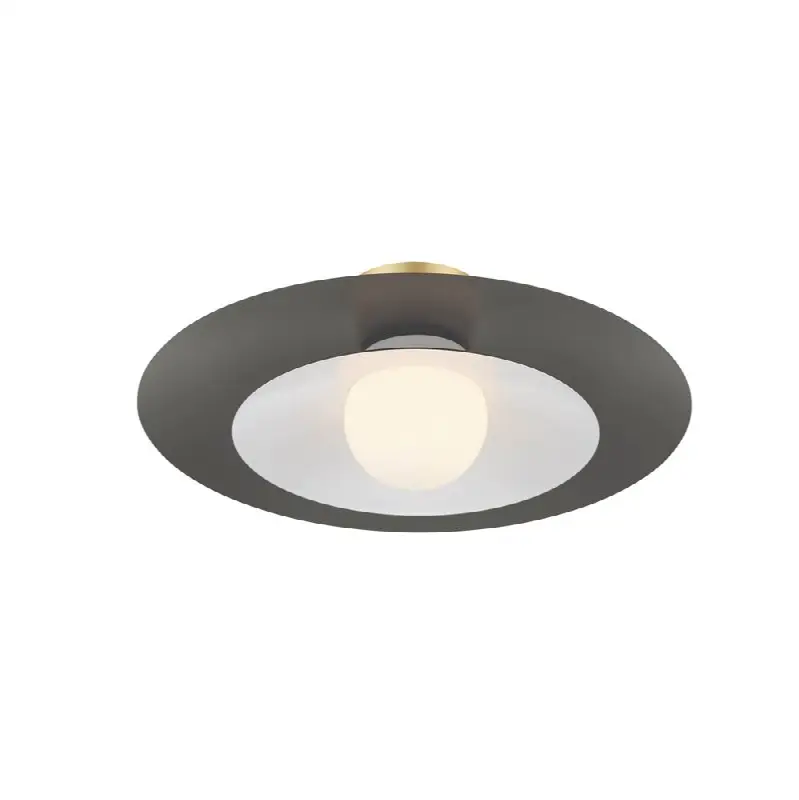 Welsh, Flush Mount, 18", Matte Grey, White Glass
