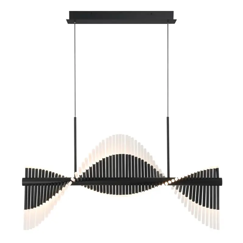 Voltik, Chandelier, 60-Light, 40", Matte Black, Frosted Acrylic