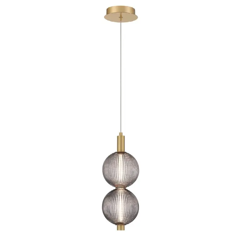Palmas, Pendant, 2-Light, 16", Gold, Smoked Glass