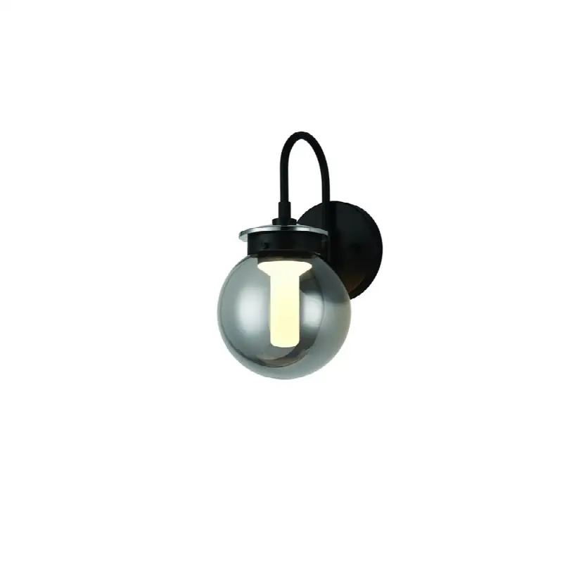 Caswell, Outdoor, 11", Powder Coat Black, Smoked Glass