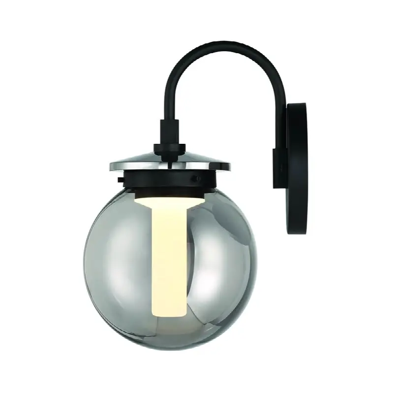 Caswell, Outdoor, 14", Powder Coat Black, Smoked Glass