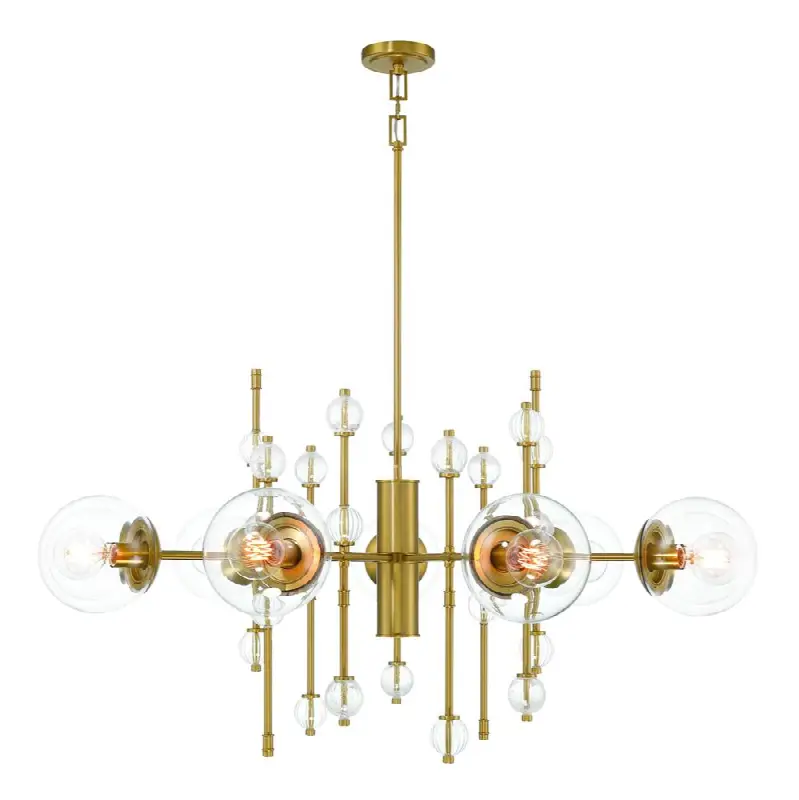 Traiton, Chandelier, 9-Light, 48", Gold, Clear Glass