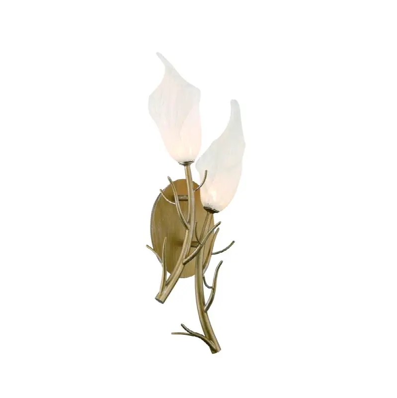 Matera, Wall Sconce, 2-Light, 21", Antique Gold, White Glass