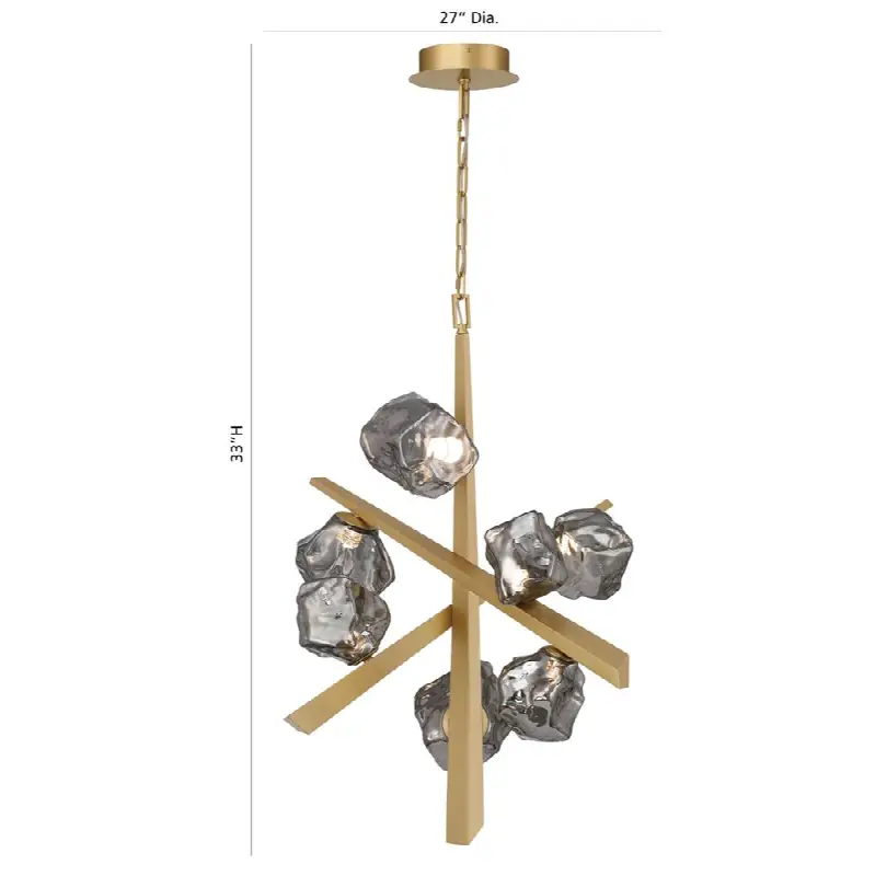 Thorah, Chandelier, 7-Light, 33", Matte Gold, Smoked Glass
