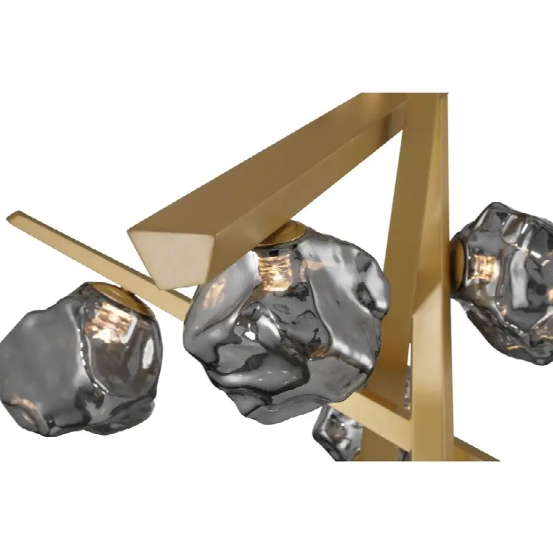 Thorah, Chandelier, 10-Light, 47", Matte Gold, Smoked Glass