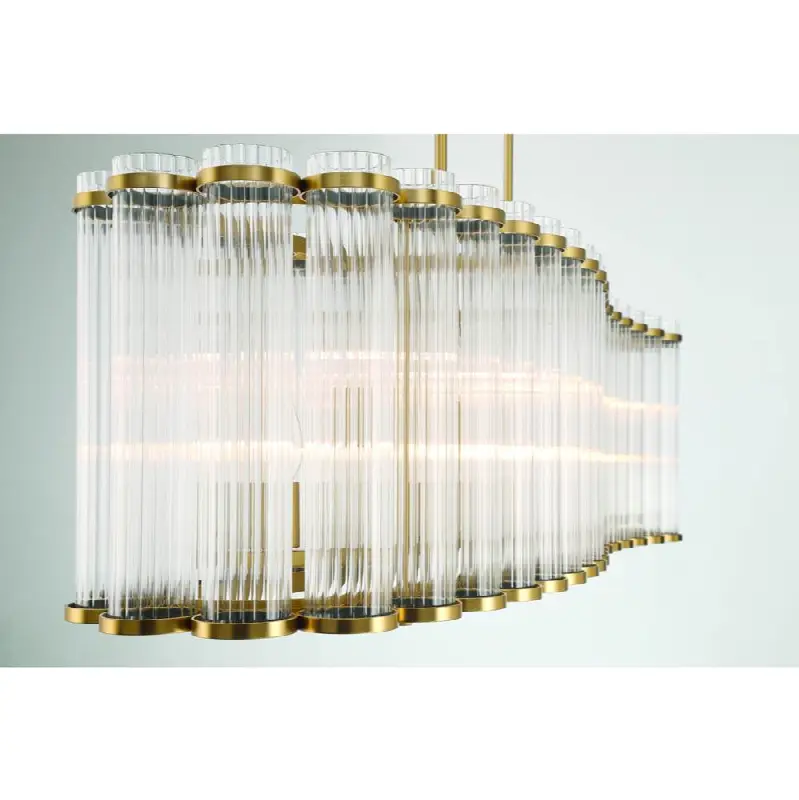 Glasbury, Chandelier, 10-Light, 52", Gold, Ribbed Glass