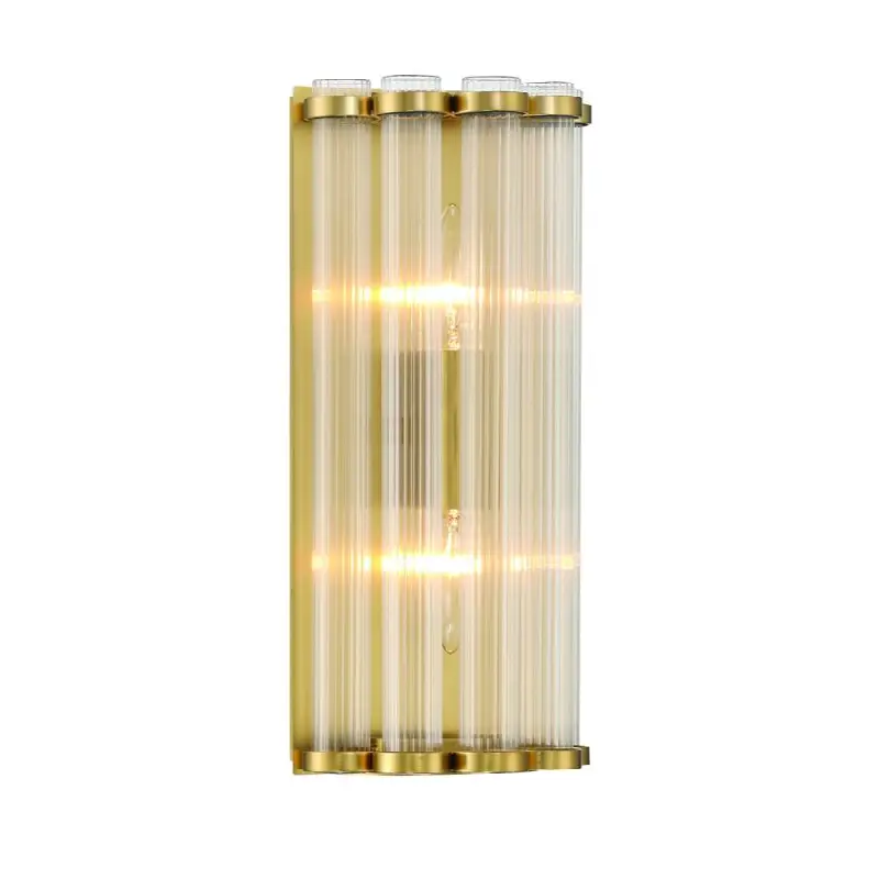 Glasbury, Wall Sconce, 14", Gold, Ribbed Glass