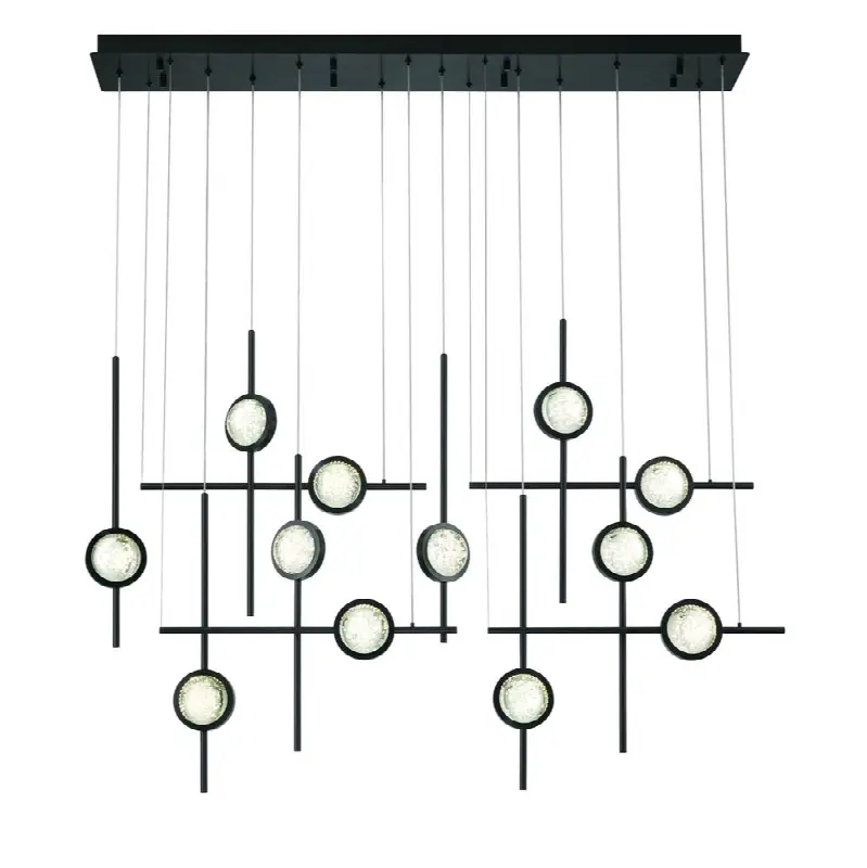 Barletta, Chandelier, 12-Light, 53", Anodized Black