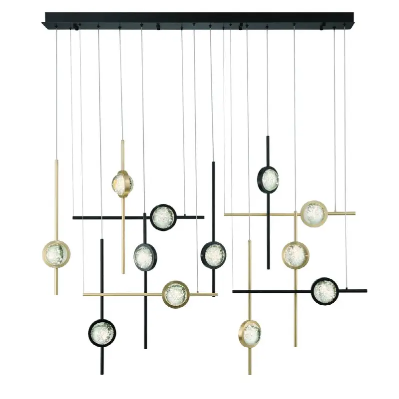 Barletta, Chandelier, 12-Light, 53", Gold-Black Mix
